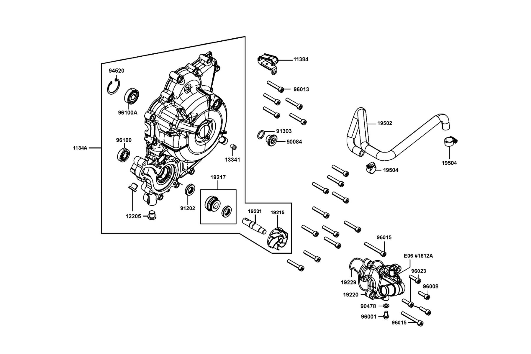 AK550 ST Left Side Cover●Water Pump parts diagram