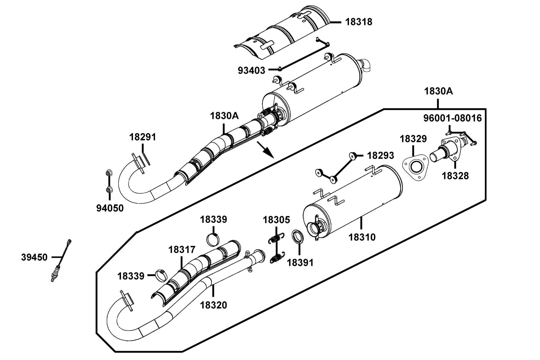 MXU 450i LE(2021) Exhaust Muffler parts diagram