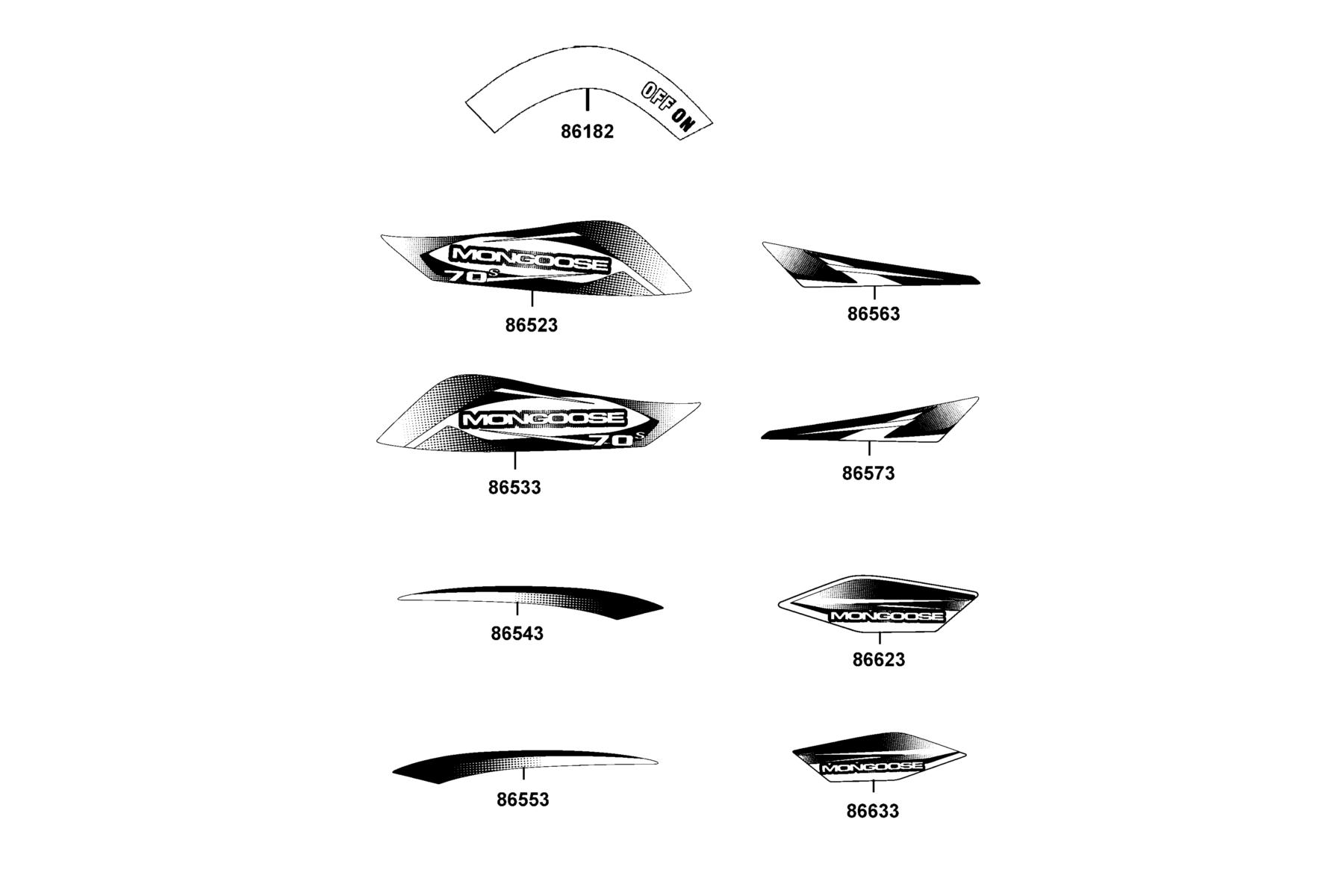 Mongoose 70s(2019) Emblem●Stripe parts diagram