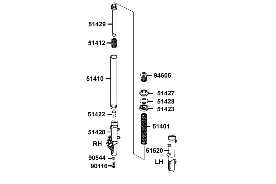 F23 Separated Parts Of Fr Fork parts diagram
