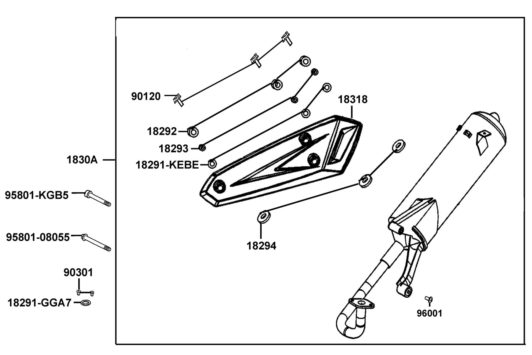 SUPER8(2016~) Exhaust Muffler parts diagram