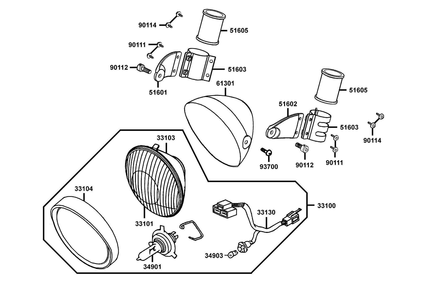 KYMCO VENOX 250 (2003-2007) Head Light parts diagram