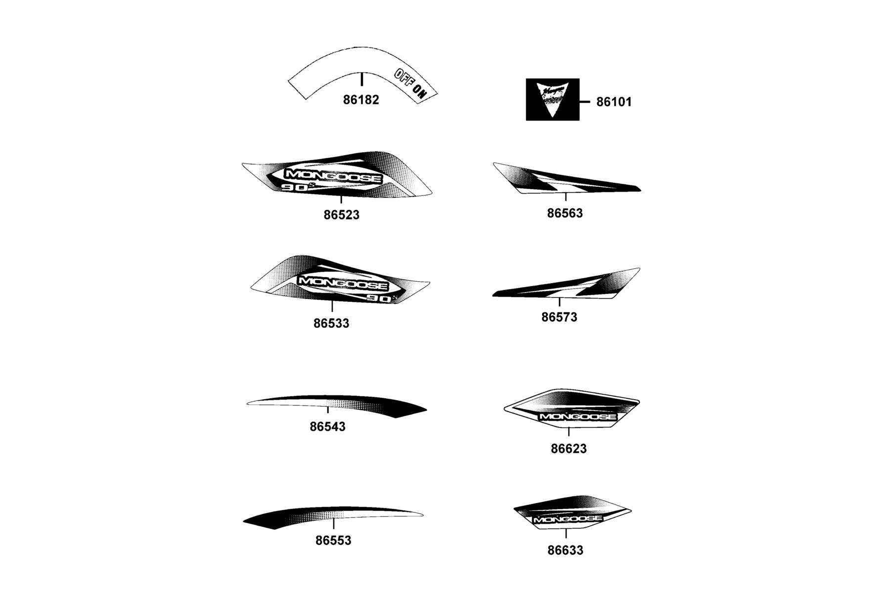 Mongoose 90S(2018) Emblem●Stripe parts diagram