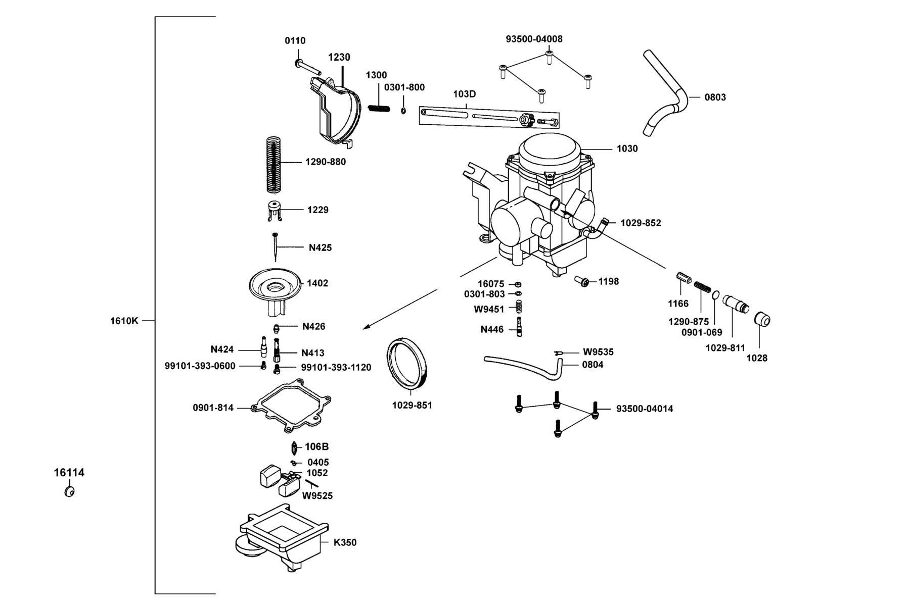 MXU 270 Carburetor parts diagram