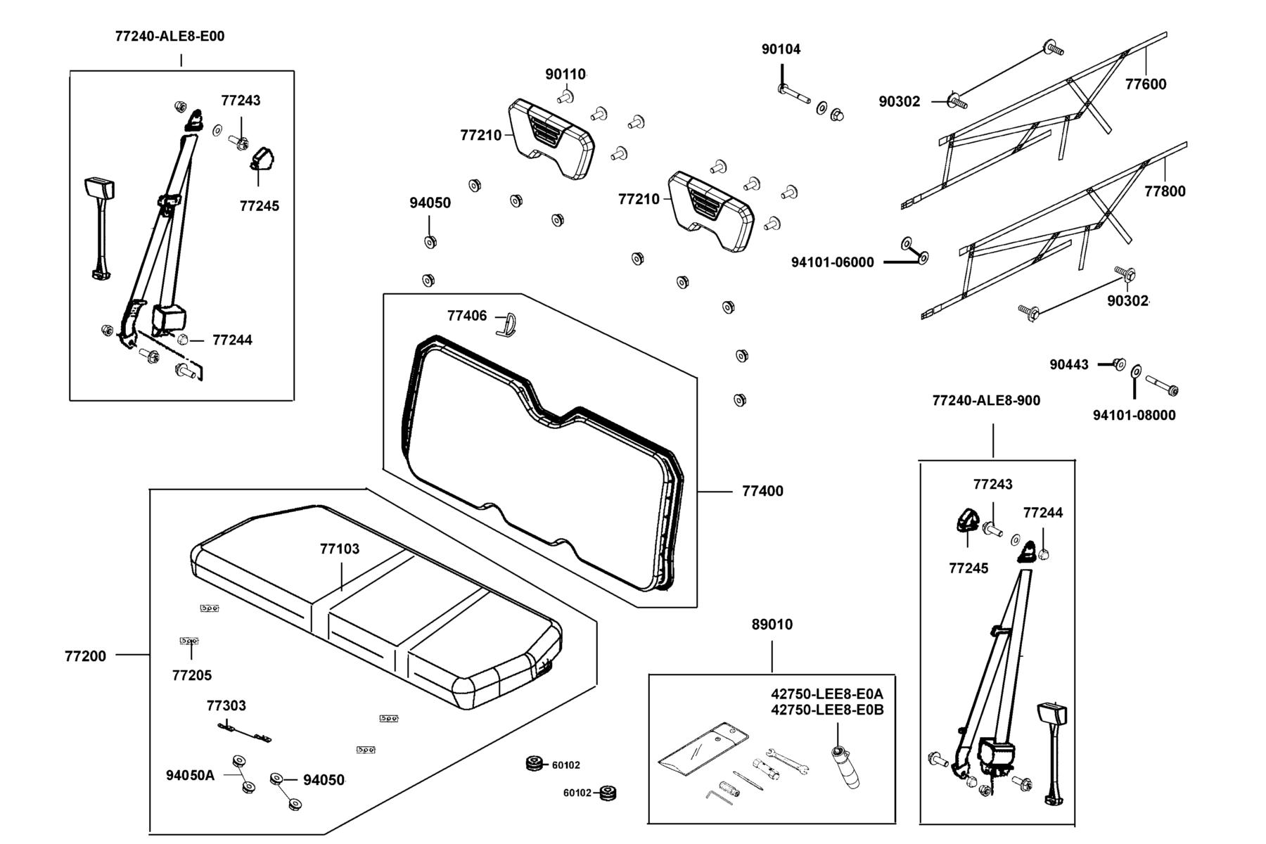 UXV 450i(2018) Seat Assy parts diagram