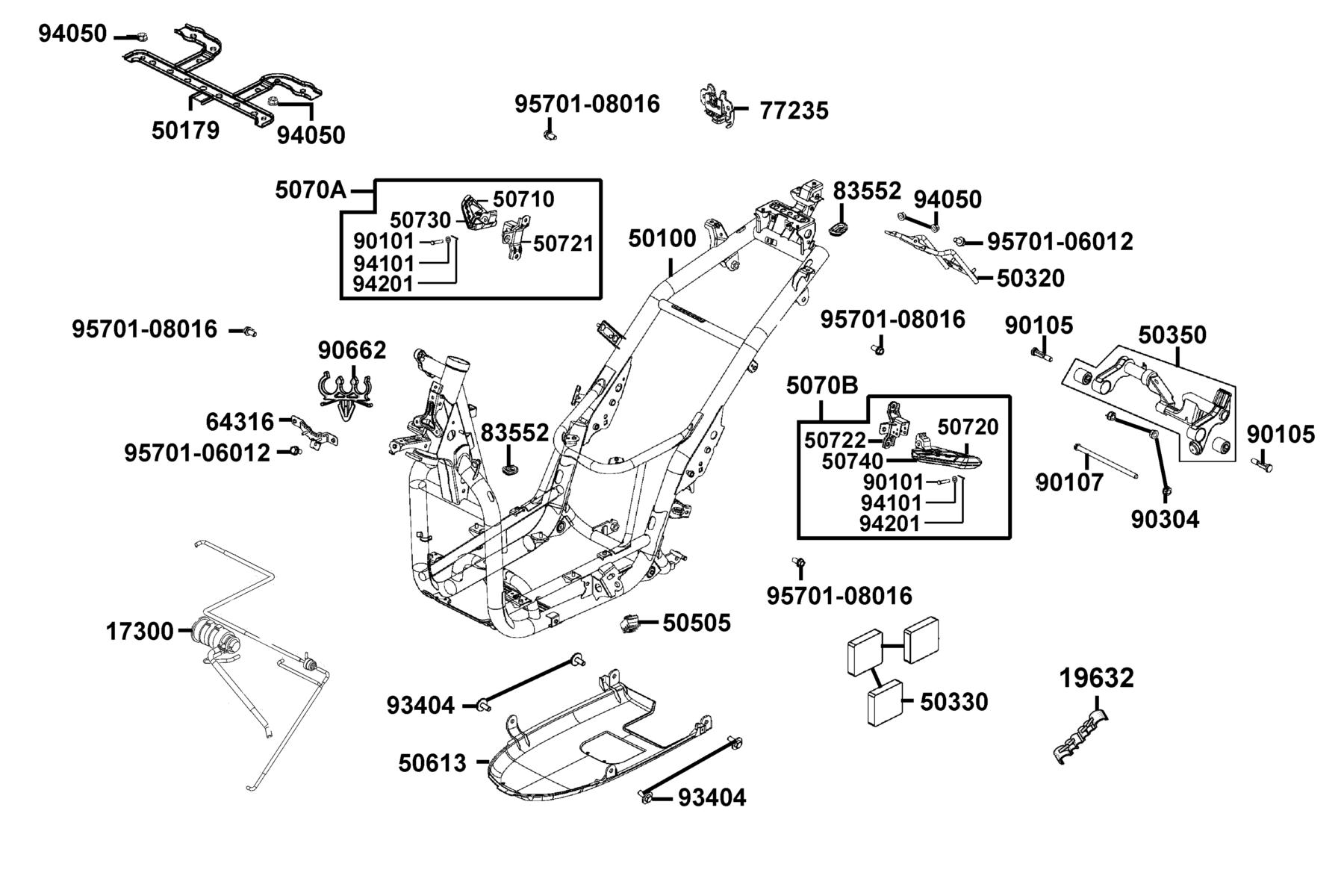 People S 150i ABS MY2026 Frame Body parts diagram