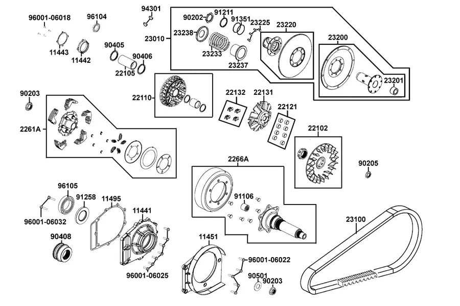 E05 Drive Pulley parts diagram