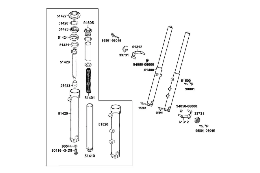 F08 Front Fork parts diagram