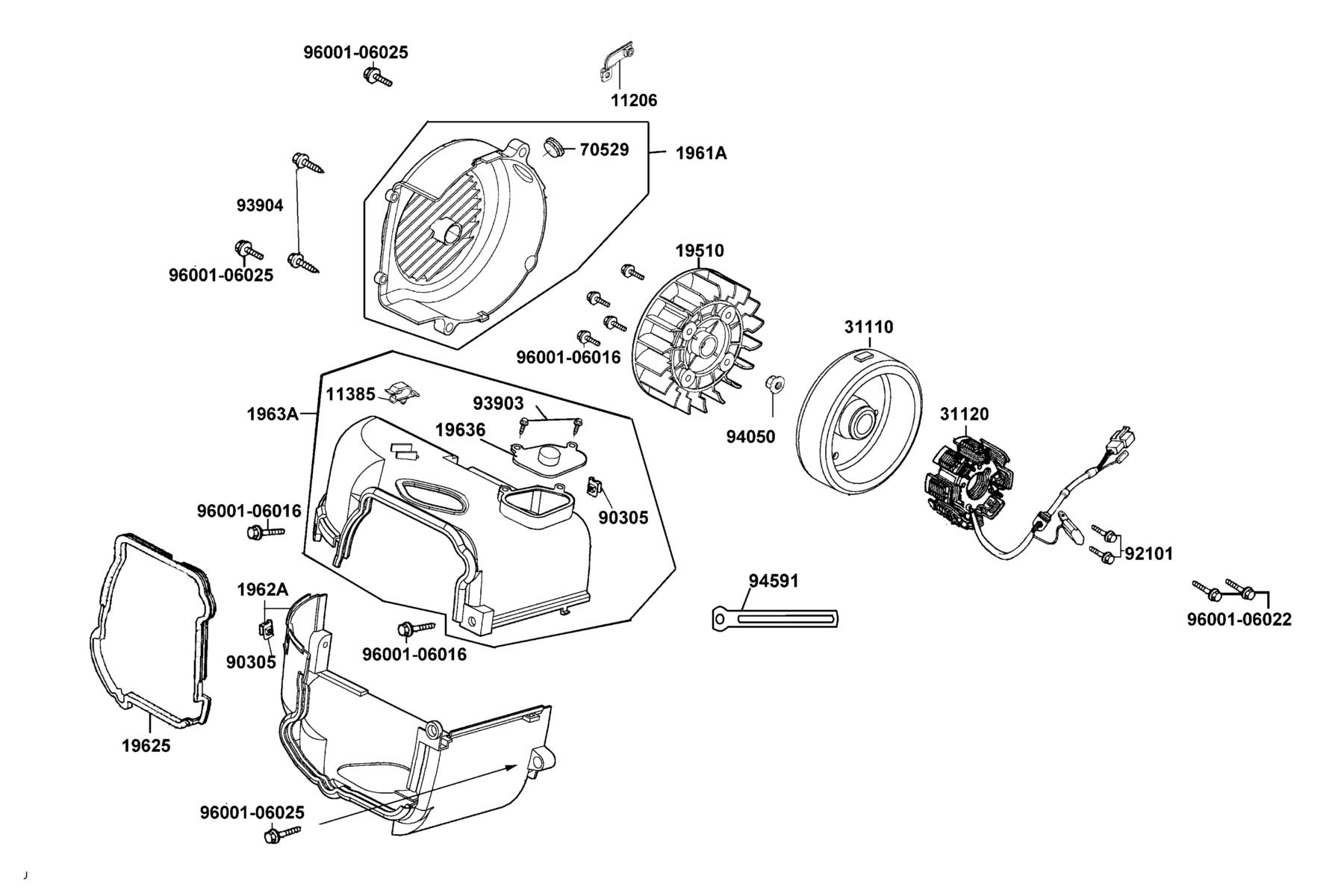 KYMCO A-TOWN (2020) Fant Cover Generrator parts diagram