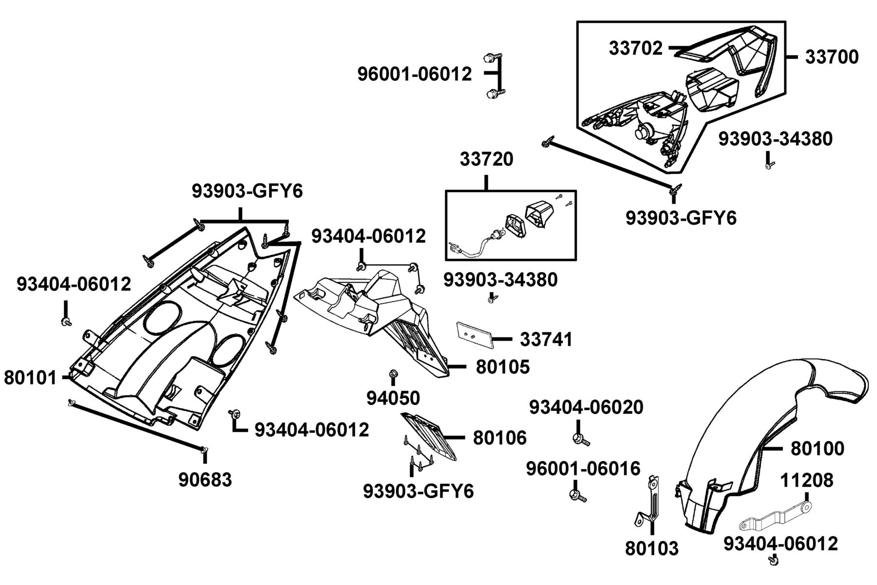 KYMCO SUPER 8 50 2T Tail Light parts diagram