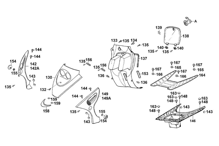 F05 Front Cover and Floor Panel parts diagram
