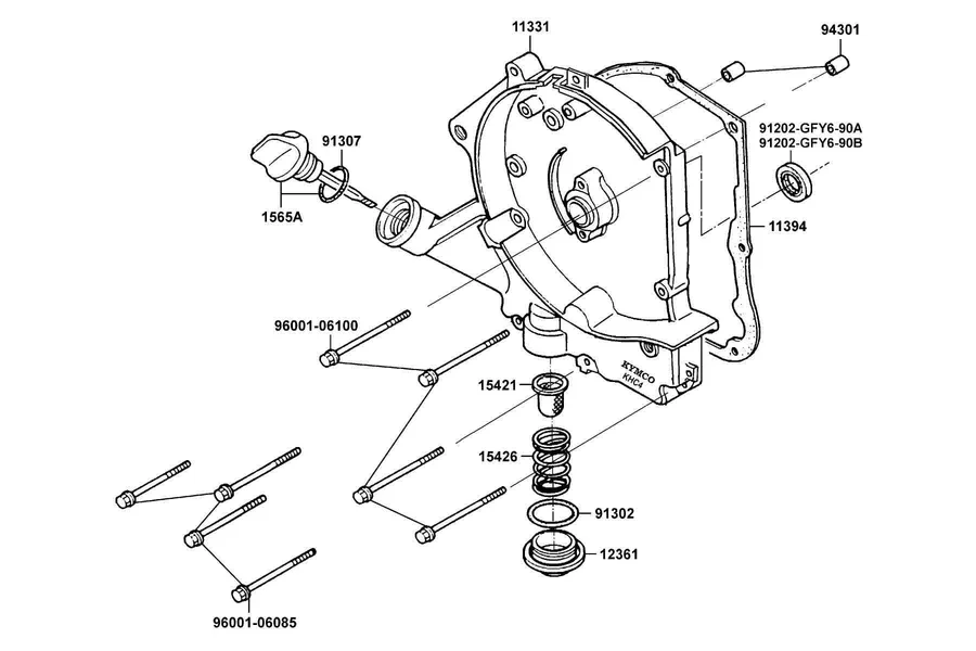 E04 Right Crankcase Cover and Water Pump parts diagram