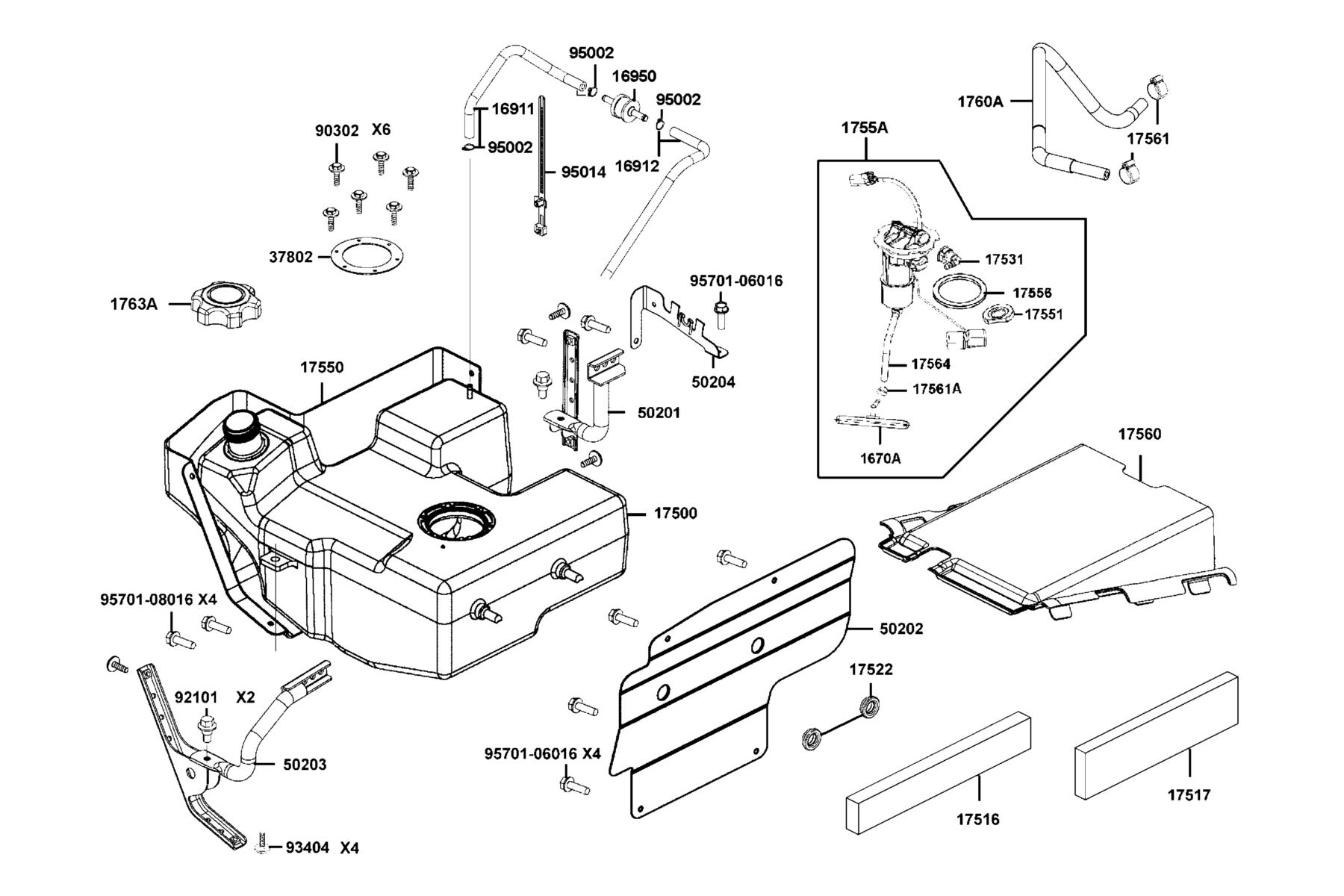 MXU 700(2020) Fuel Tank parts diagram