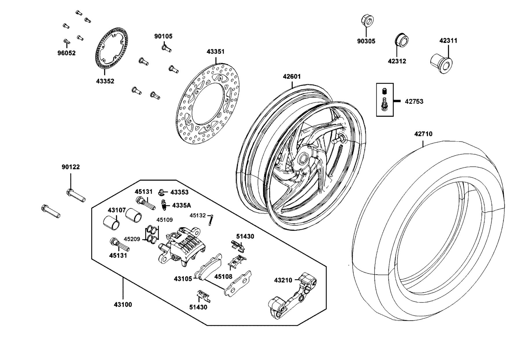 DOWNTOWN GT 350 Rear Wheel parts diagram
