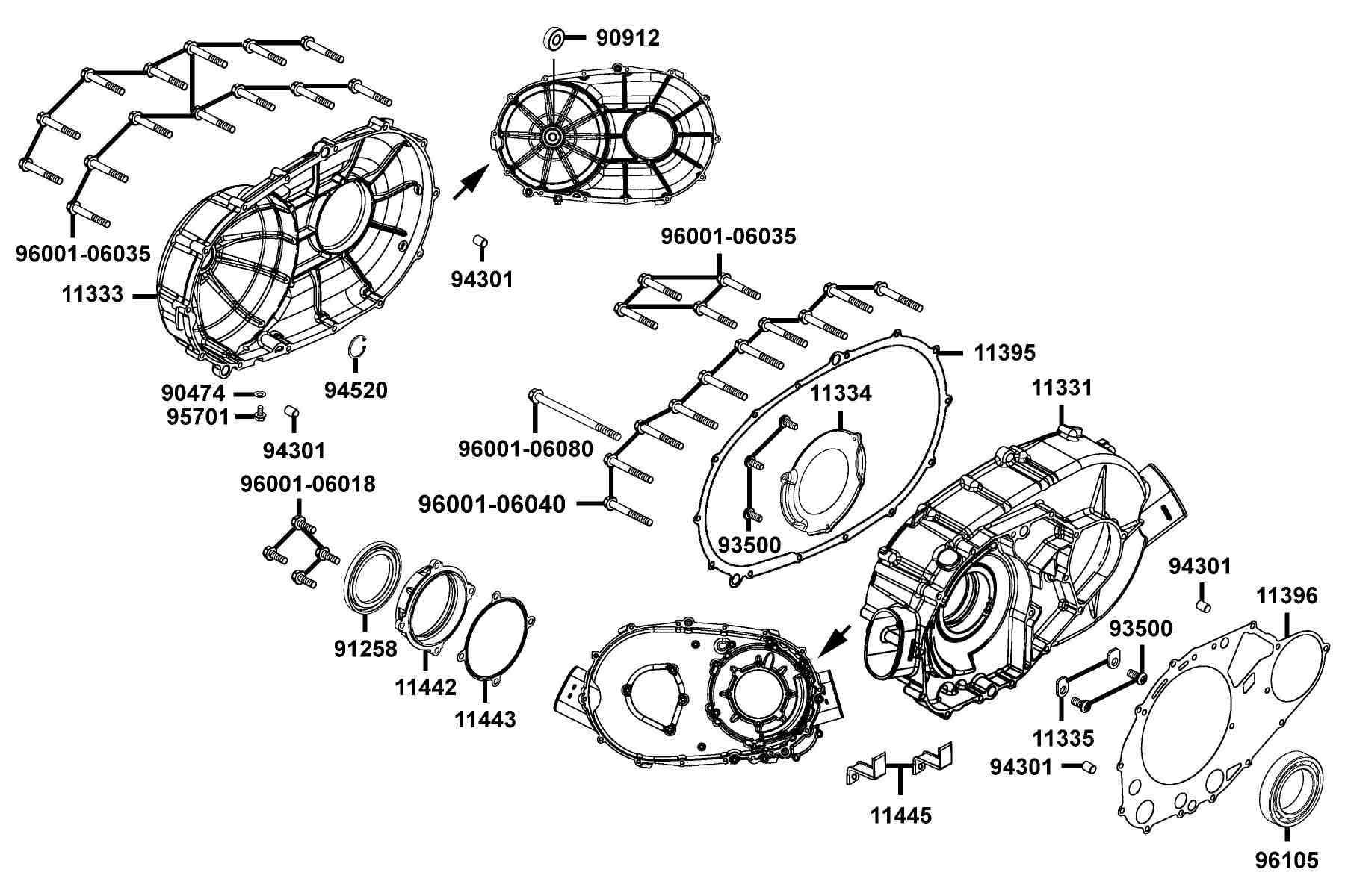 KYMCO MXU 375 2009 - 2011 Cover Right Crank Case parts diagram