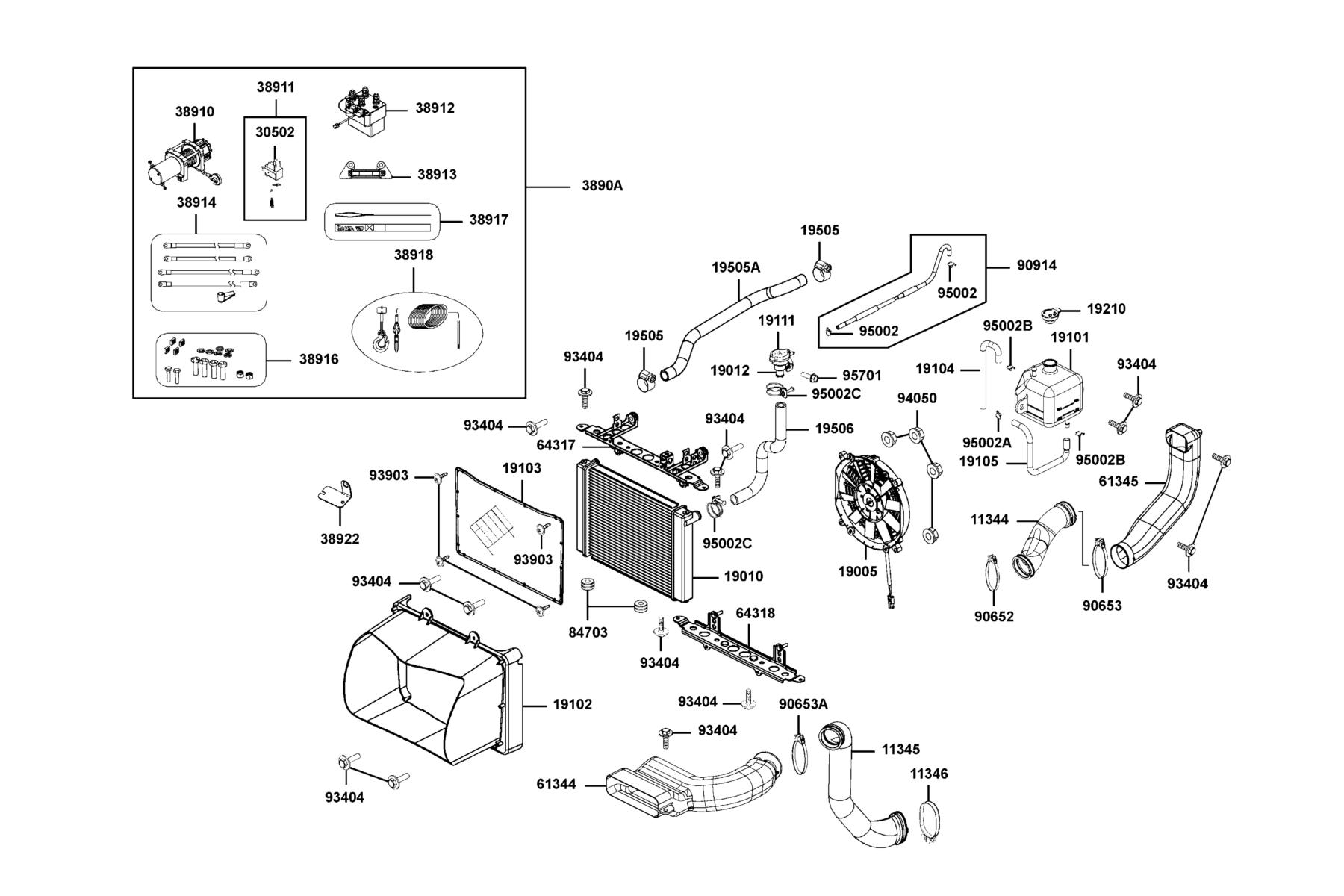 MXU 700i (2017~) Radiator parts diagram