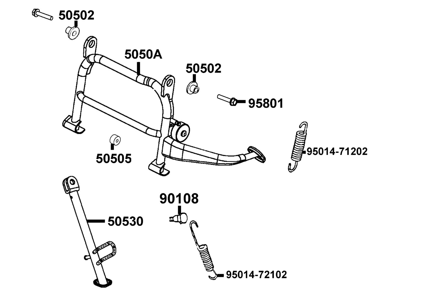 LIKE 200(2010~) Stand ● Kick Starter Arm parts diagram