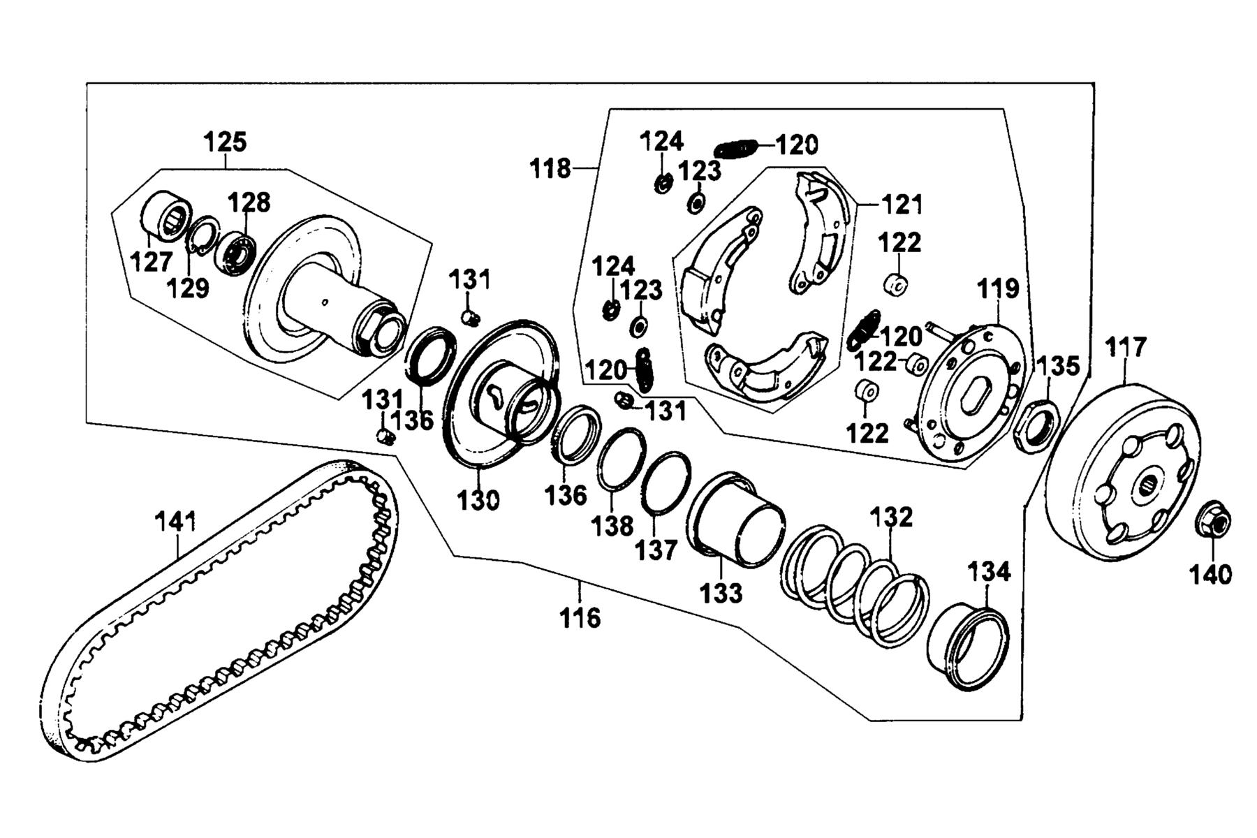 KYMCO PEOPLE 50 (2000-2007) Driven Pulley parts diagram