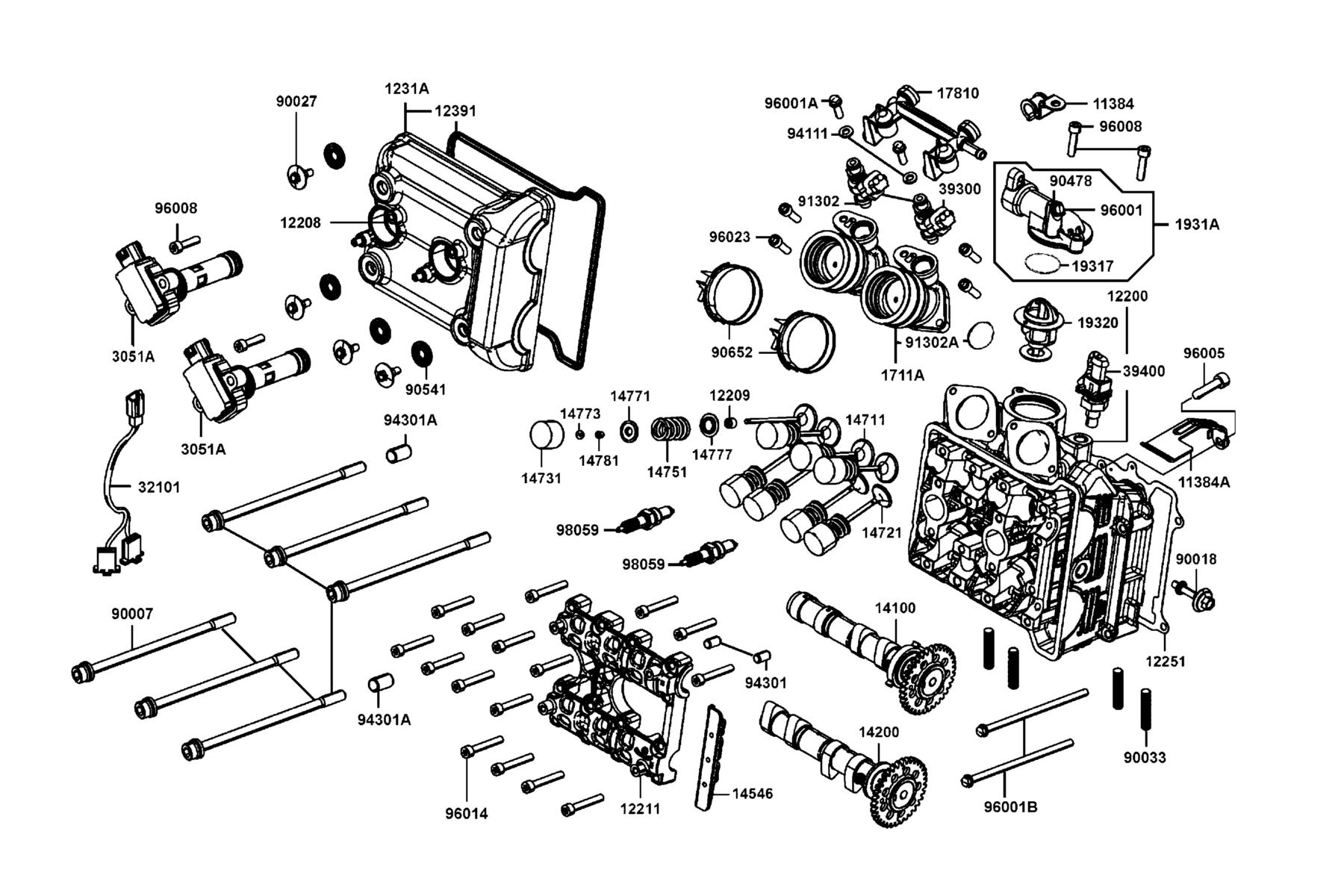 AK550(2021) Cylinder Head Cover ● Cylinder Head parts diagram