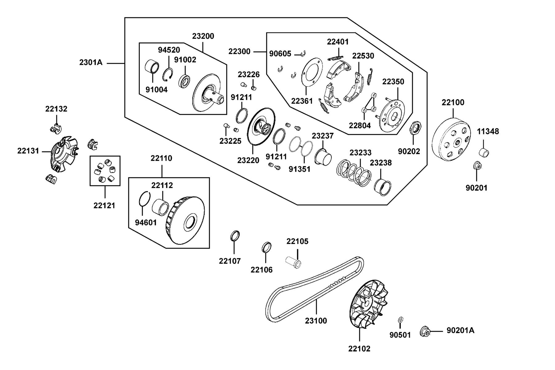 MXU 270(2021) Drive Pulley parts diagram