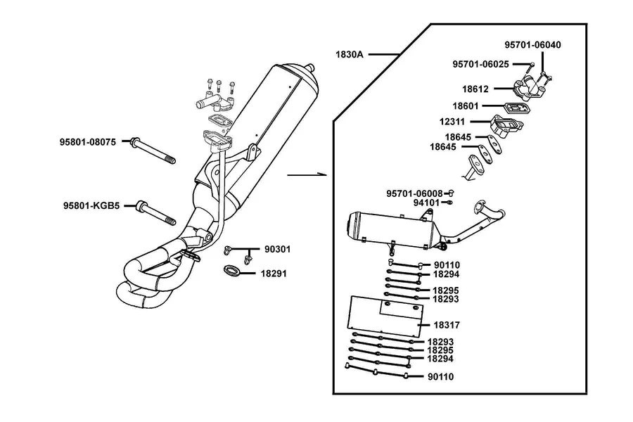 F15 Exhaust Muffler parts diagram