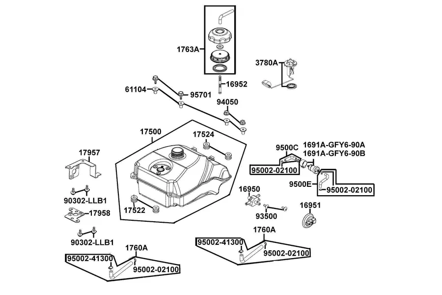 F10 Fuel Tank parts diagram