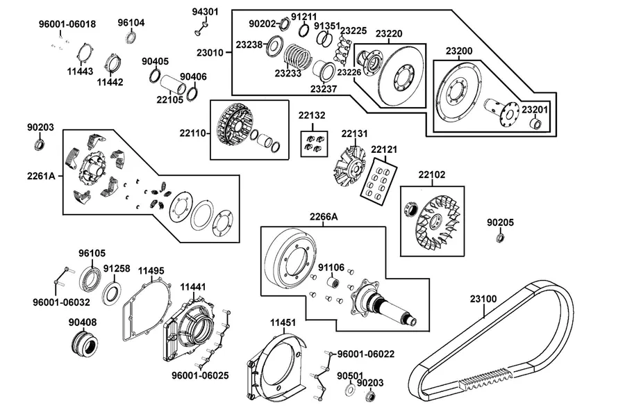 E05 Drive Pulley parts diagram