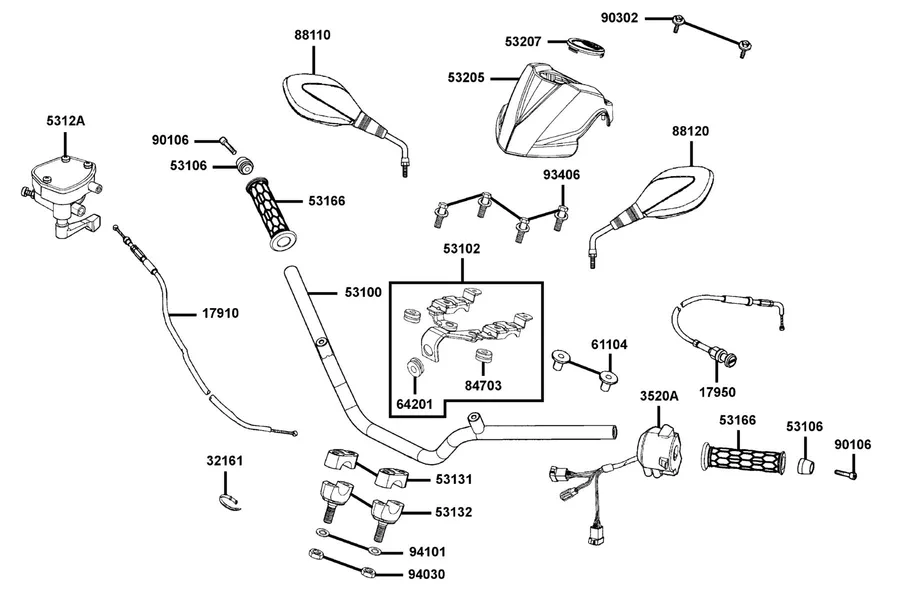F03 Handle Steering parts diagram
