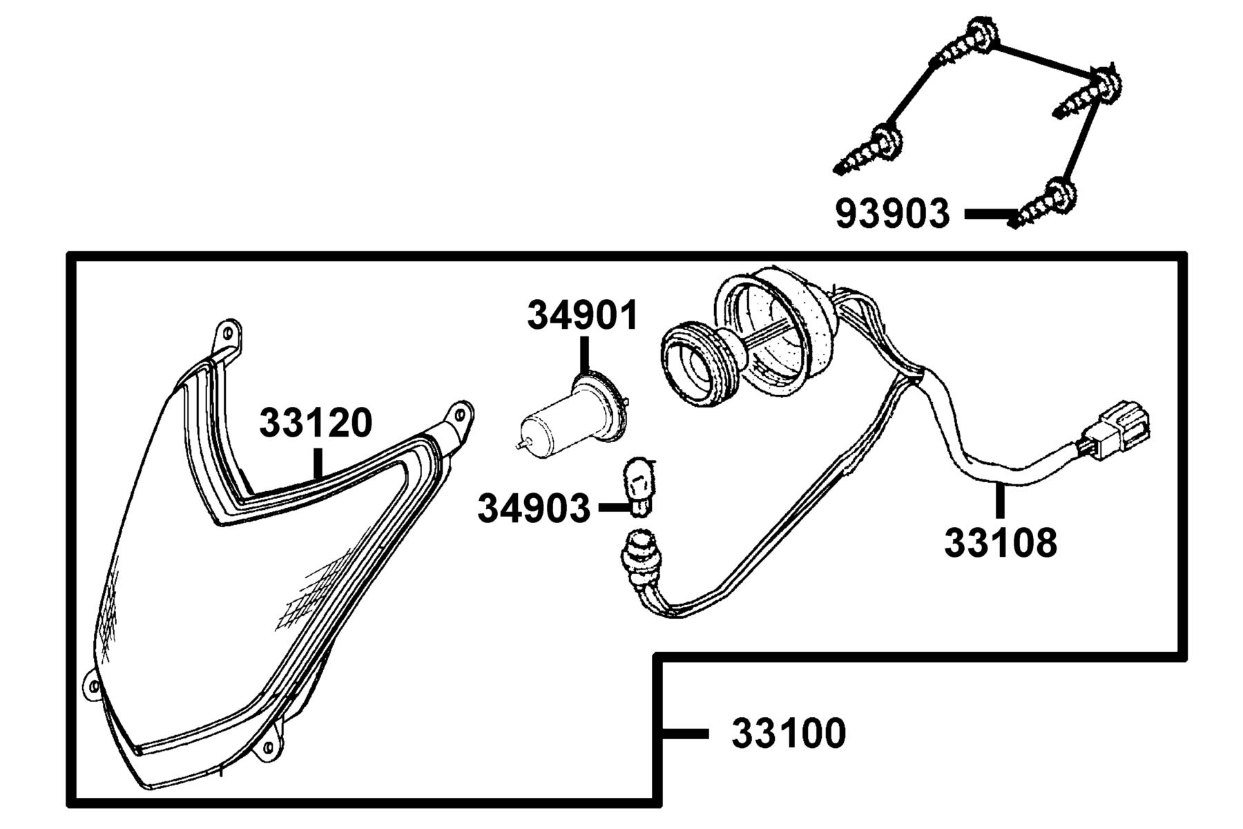 Agility 50(2016~) Head Light parts diagram