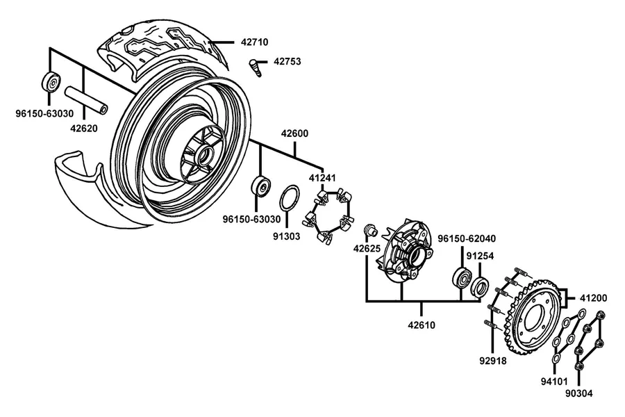 F12 Rear Wheel parts diagram