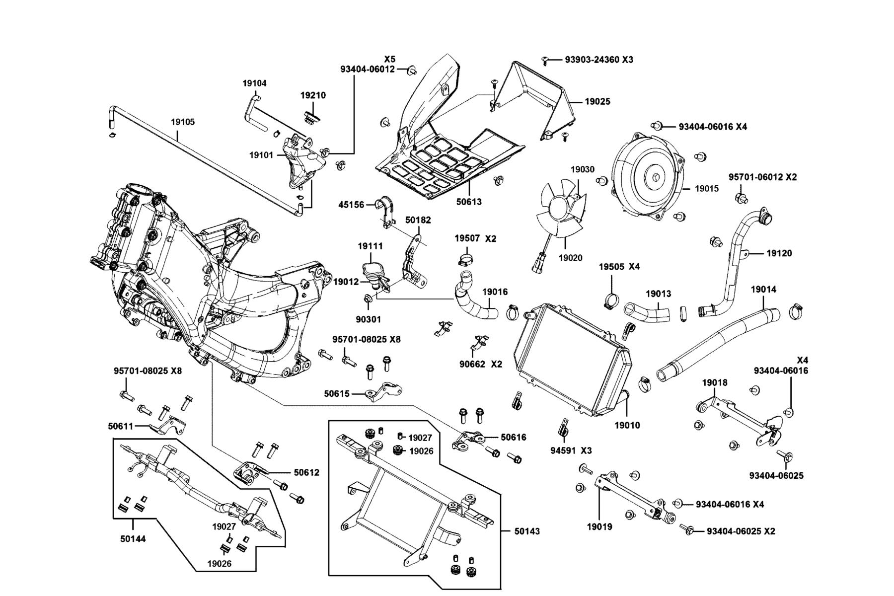 AK550 ST Radiator parts diagram