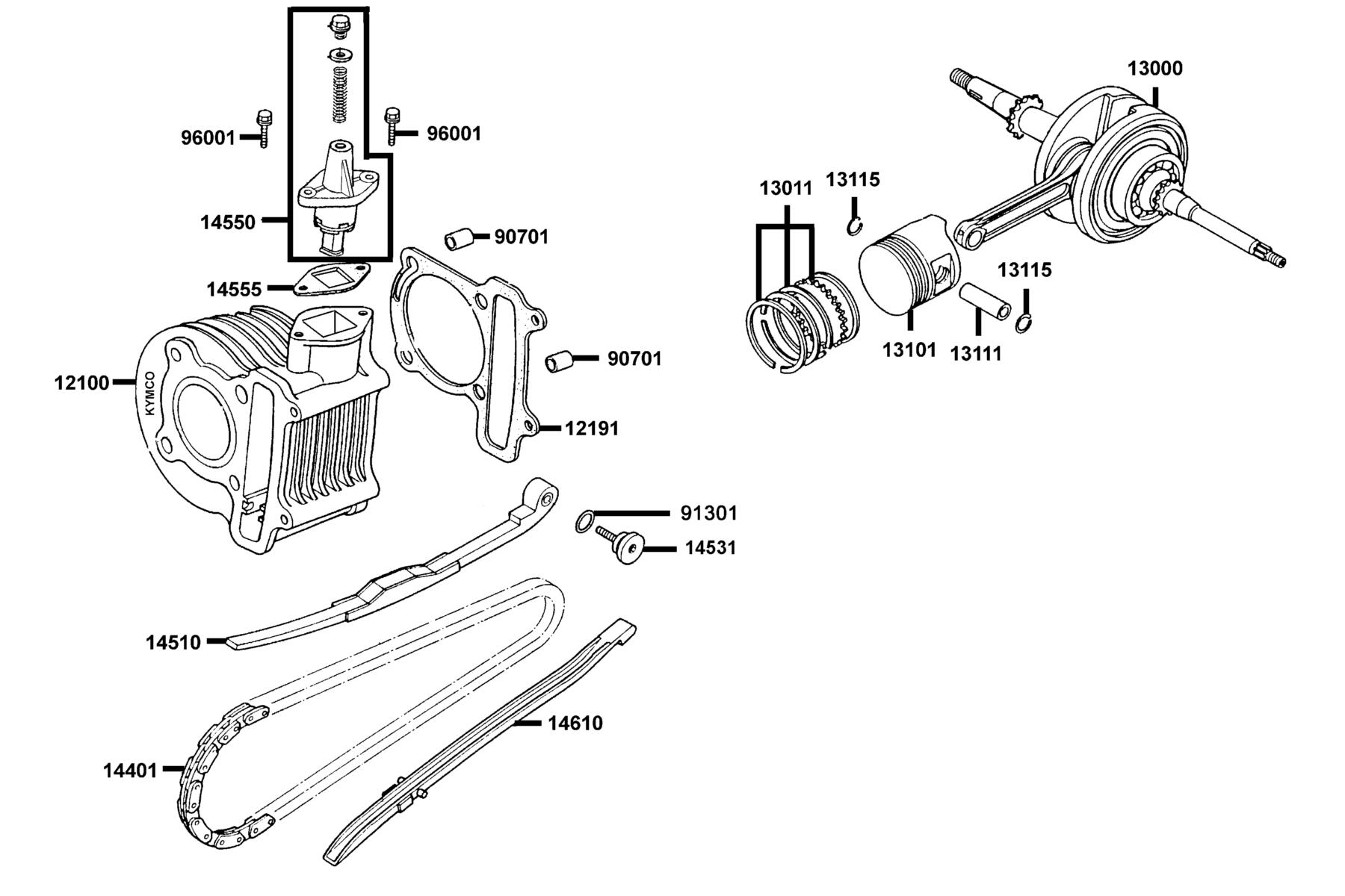 SUPER8 50R ON-ROAD(2017) Cylinder ● Piston ● Crankshaft parts diagram