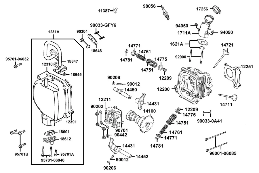 E02 Cylinder Head parts diagram