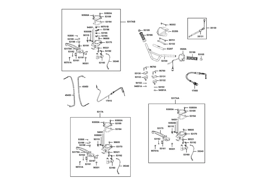F02 Handle Steering and Handle Cover parts diagram