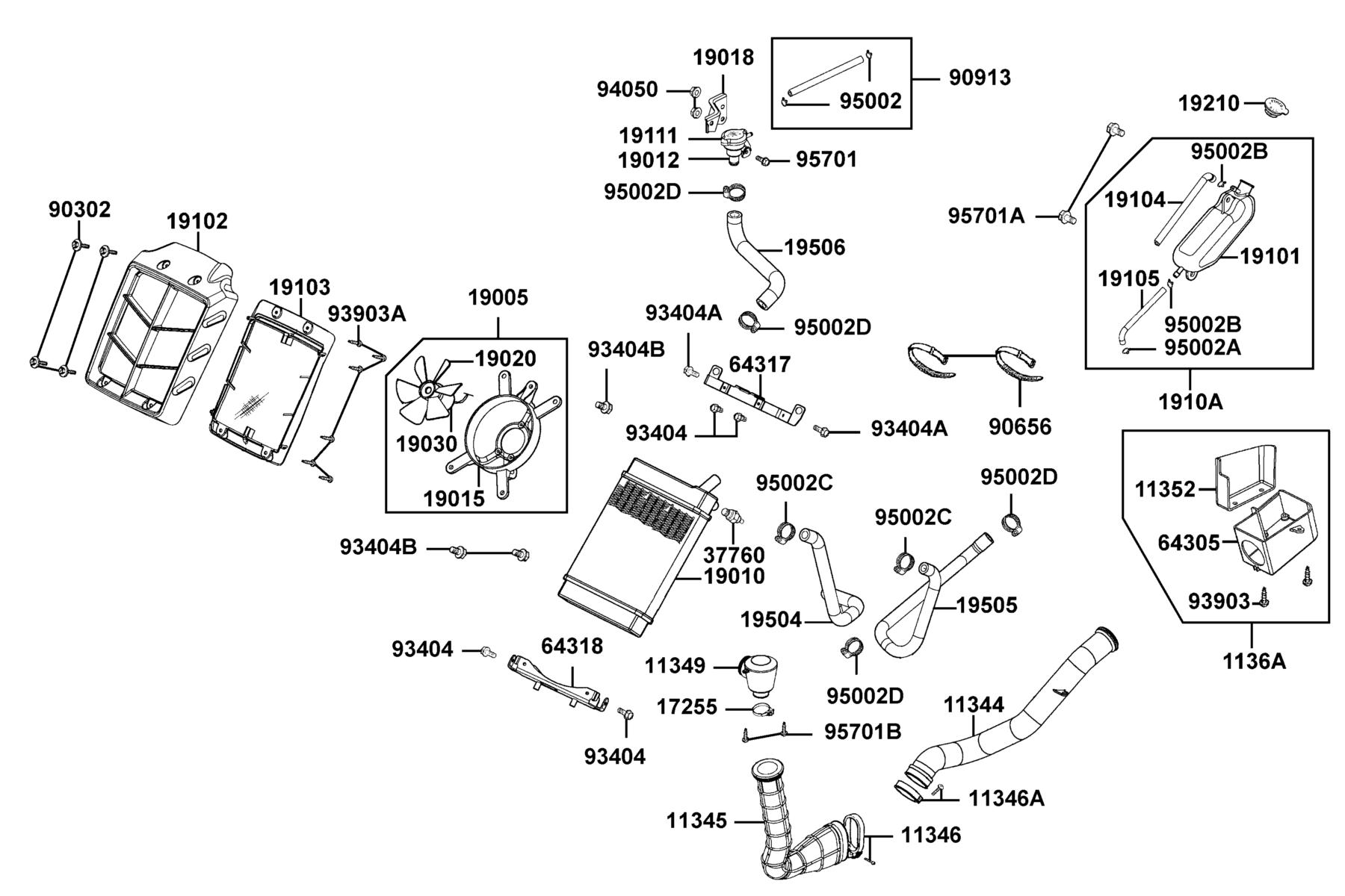 Mongoose 270(2020) Radiator parts diagram