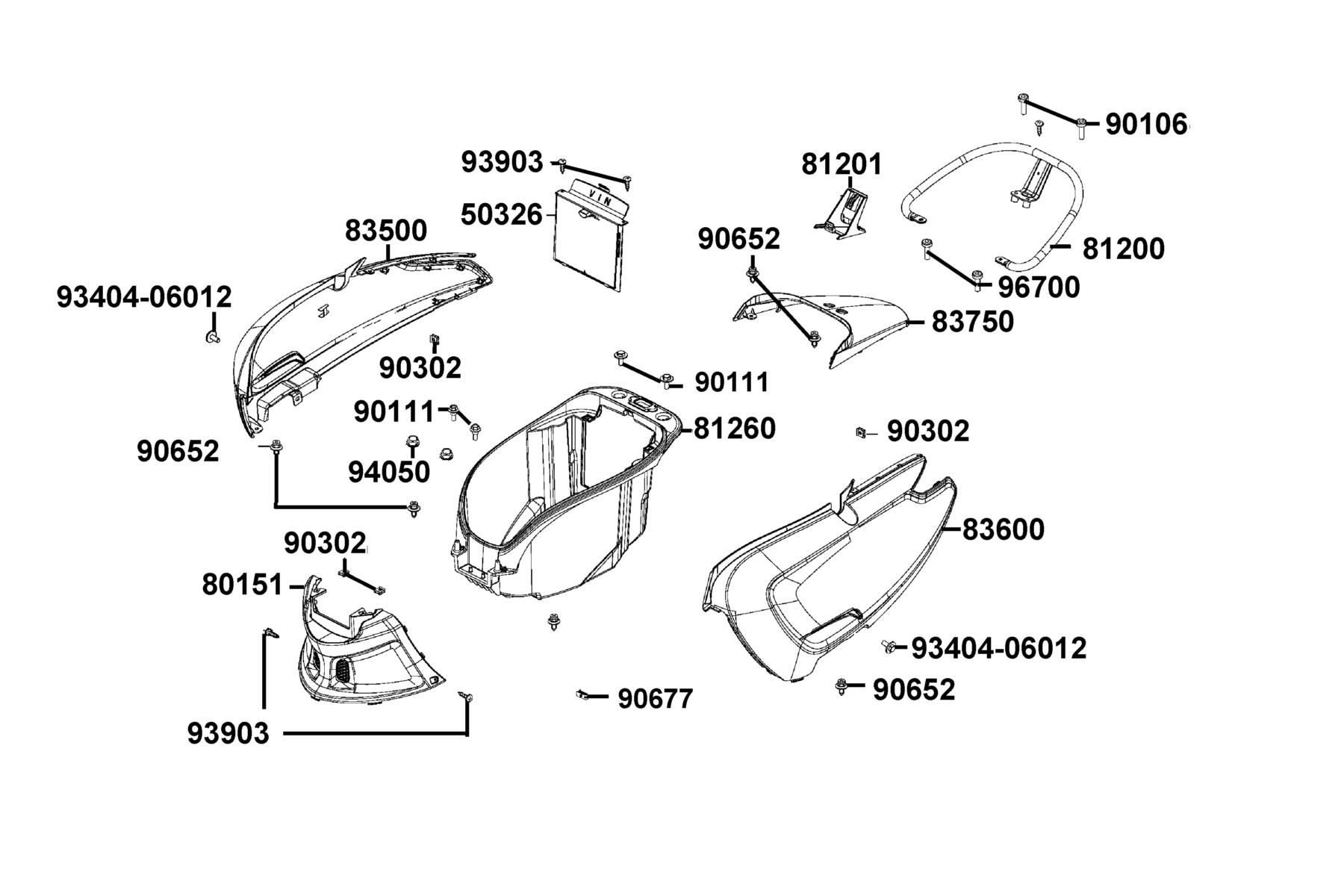 Like 150i ABS(2022) Body Cover ● Luggage Box parts diagram