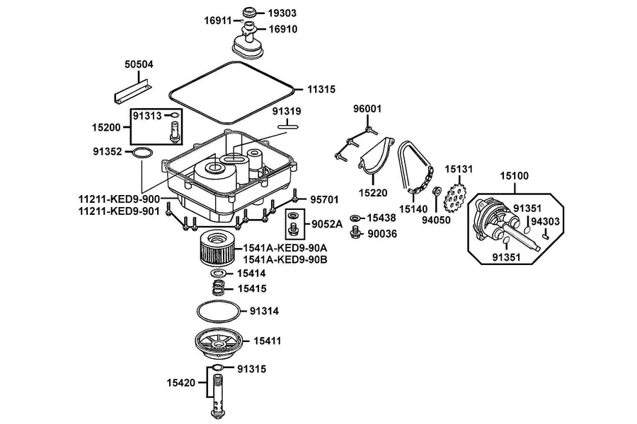 E11 Oil Pump parts diagram