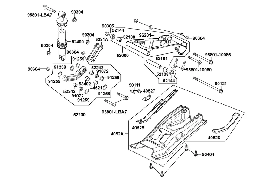 F18 Rear Fork parts diagram