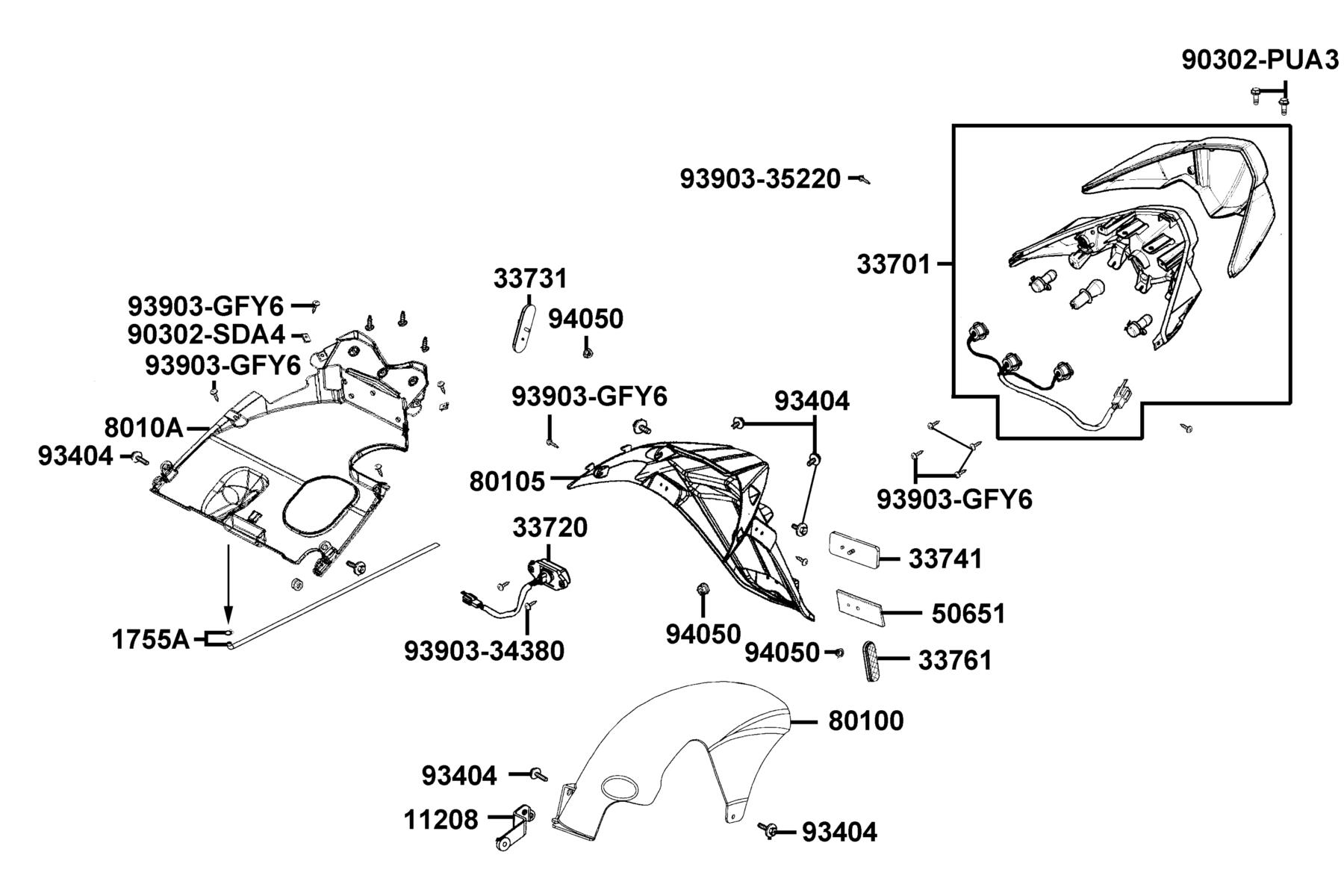 SUPER 8 150X(2020) Tail Light parts diagram