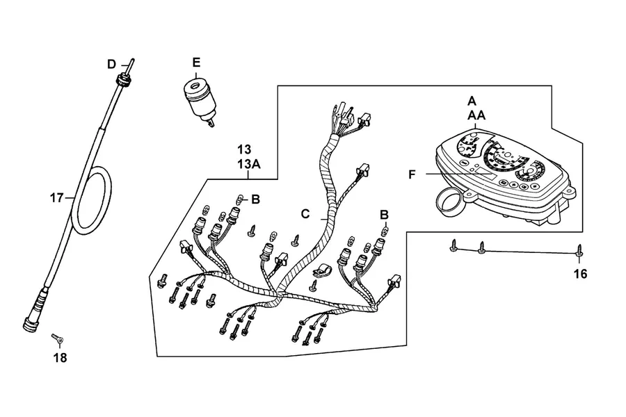 F02 Speedometer parts diagram