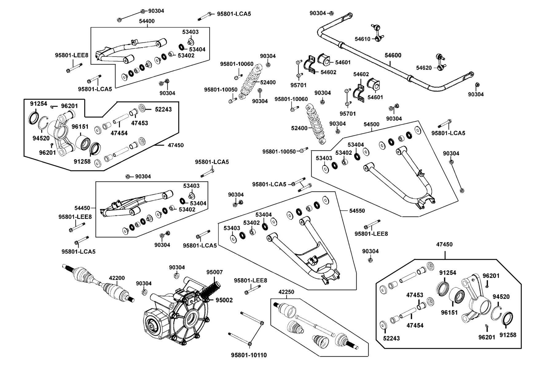 UXV 700i TURF (2016~) Rear Control Arm parts diagram
