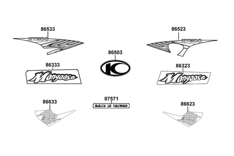 F25 Emblem and Stripe parts diagram