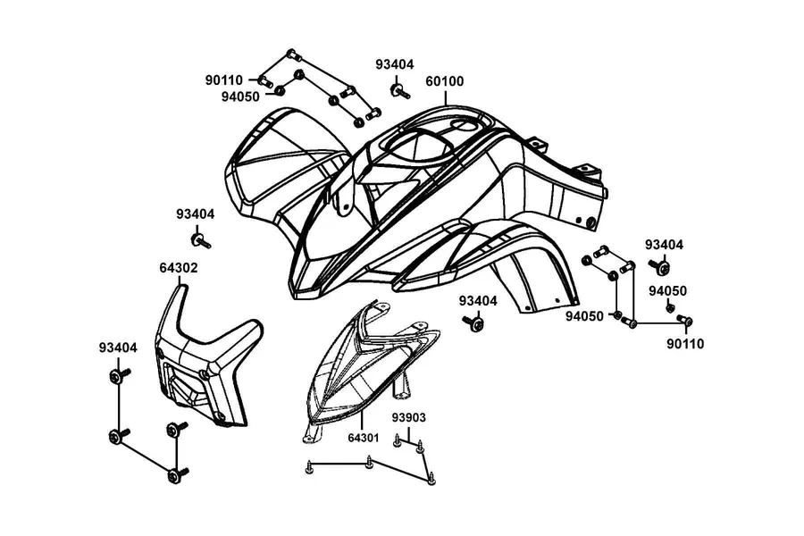 F03 Fender Front parts diagram