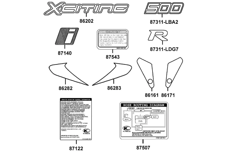 F26 Emblem and Stripe parts diagram