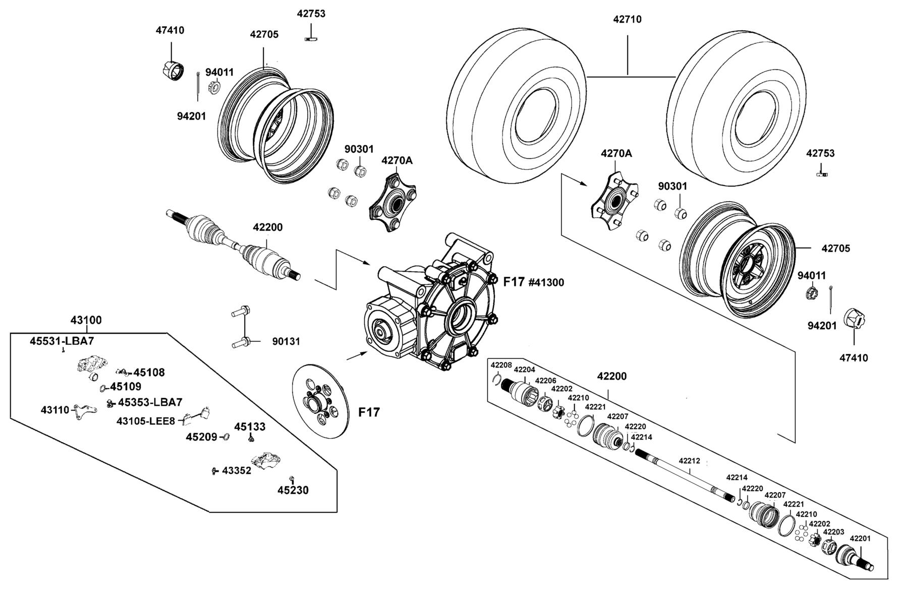 UXV 450i CAMO (2017~) Wheel Assy Rr parts diagram