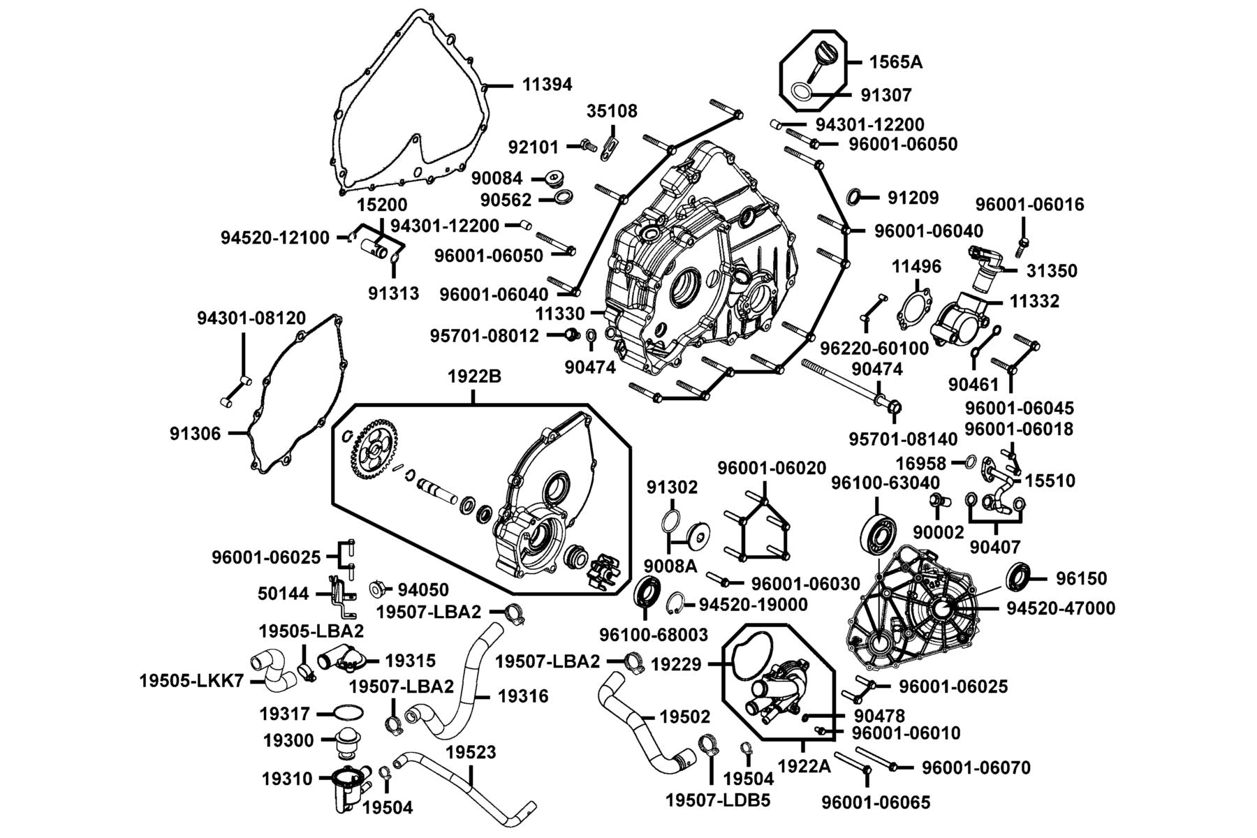 MXU 450i(2020) Cover Left Crank Case parts diagram