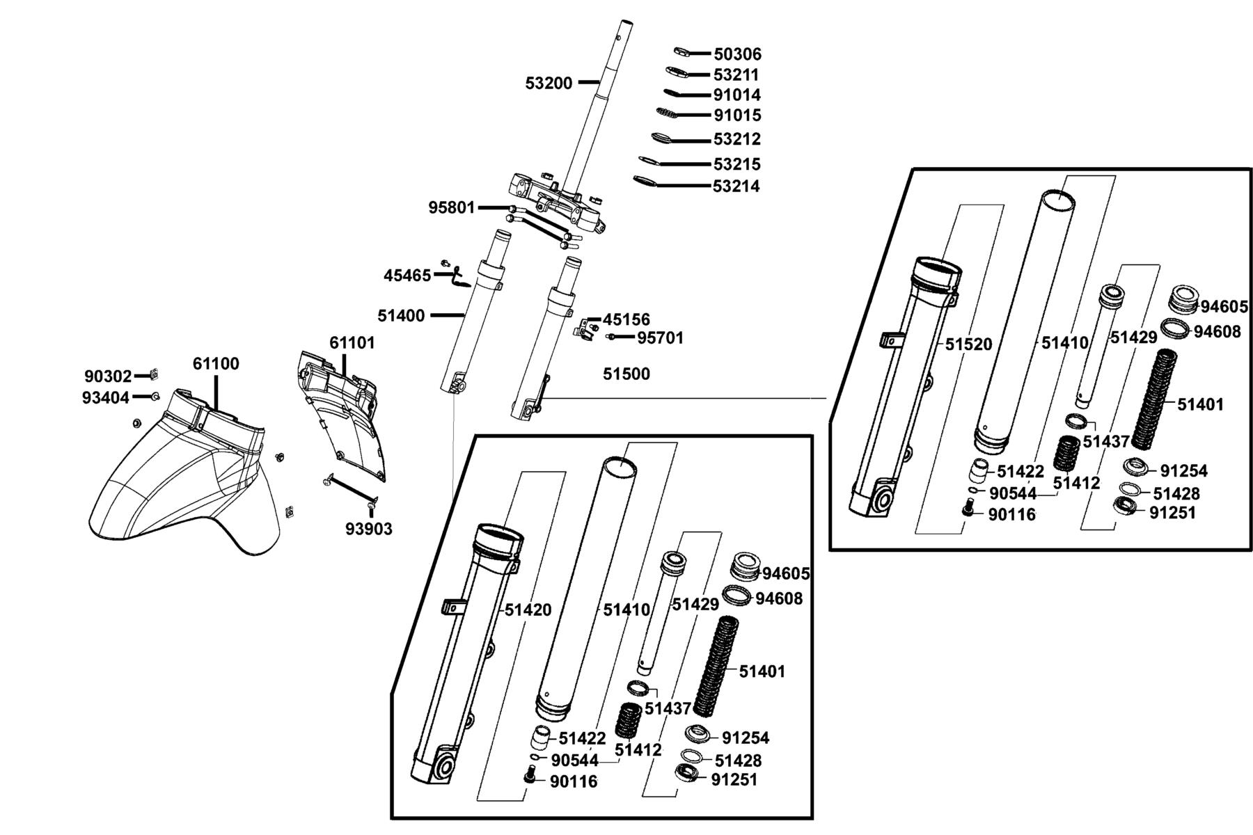 LIKE (2010~) Stem Steering ● Front Cushion parts diagram