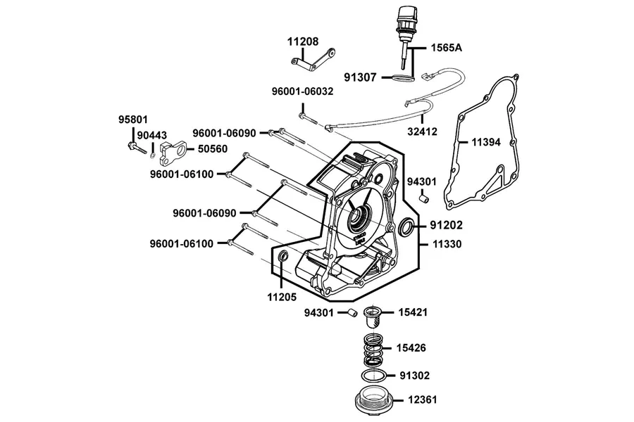 E04 Right Crankcase Cover parts diagram