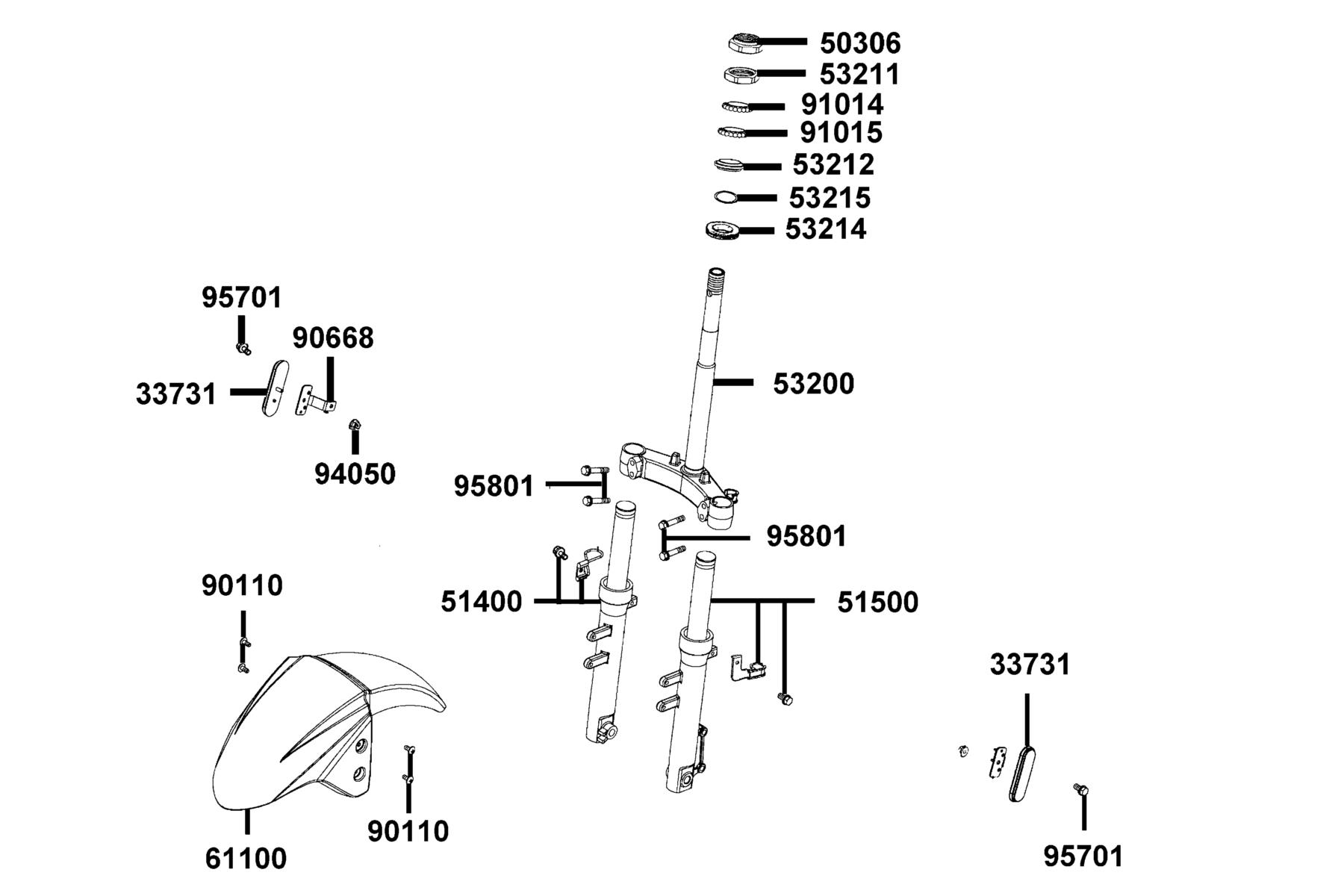 Agility 50(2016~) Stem Steering ● Front Cushion parts diagram