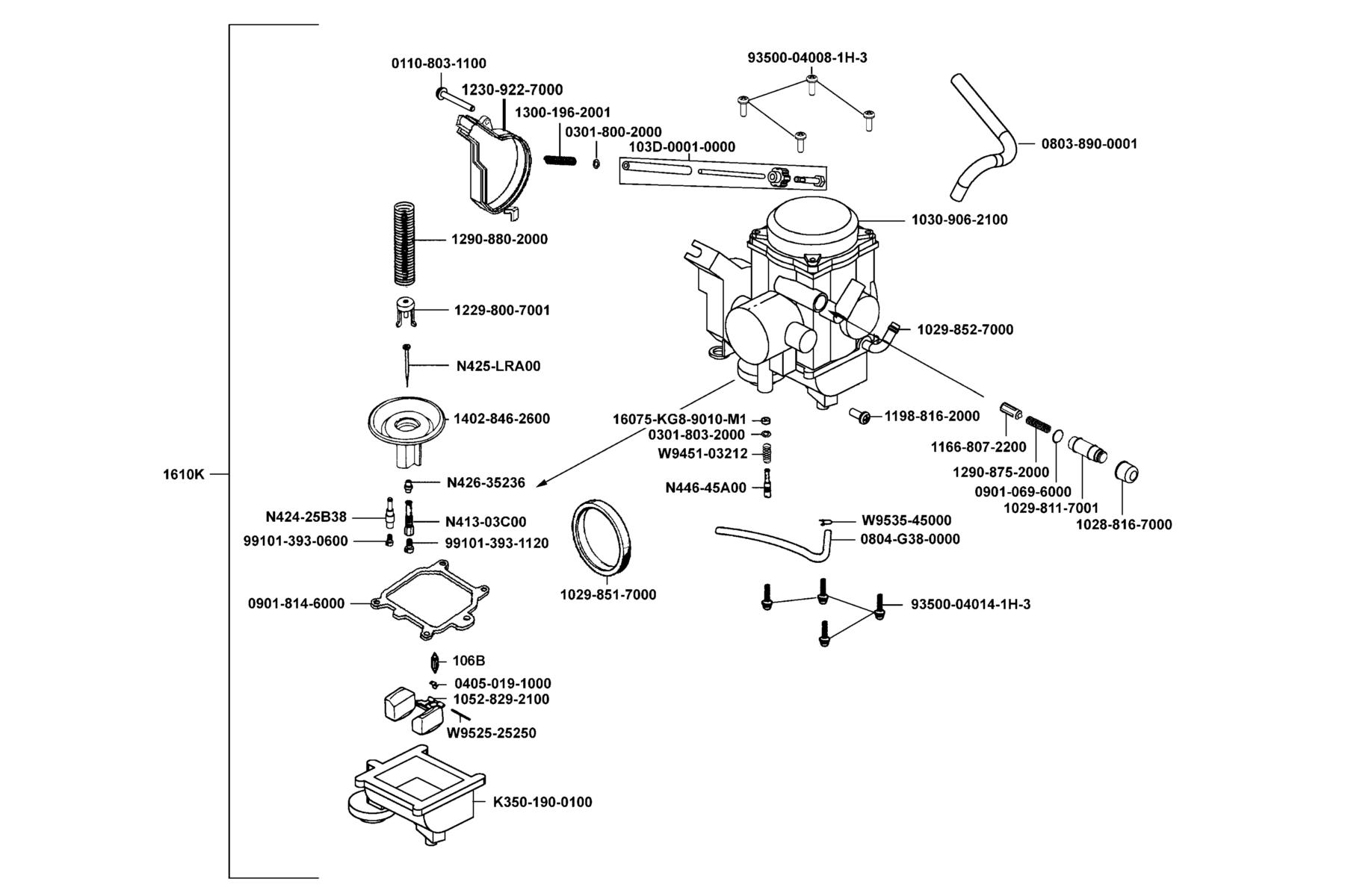 KYMCO Mongoose 250 (2008-2008) Carburetor parts diagram
